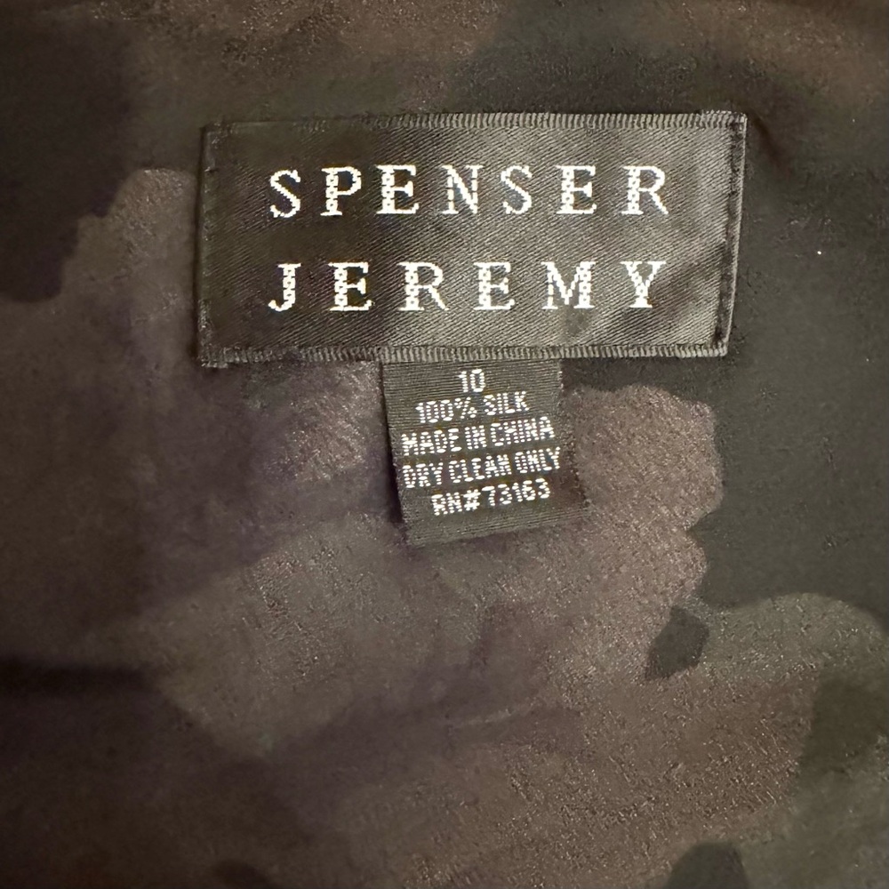 Spenser Jeremy 100% Silk Floral Dress Size 10 Black Purple Elegant Sheer Overlay - Picture 4 of 4